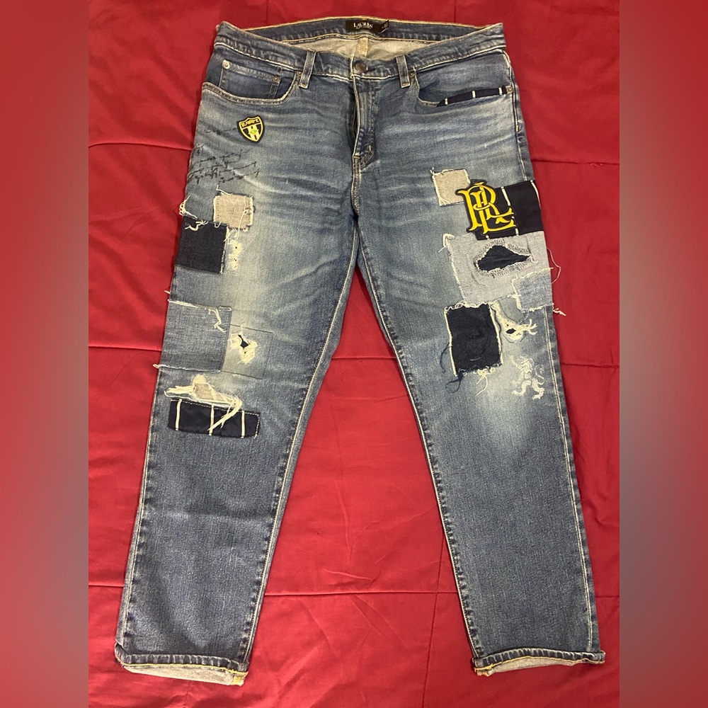 Lauren Ralph Lauren Patchwork Relaxed Boyfriend Jeans Women Size 12
